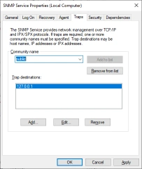 Windows SNMP Service Traps Configuration