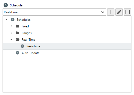 General Tab showing a Real-Time Schedule assignment