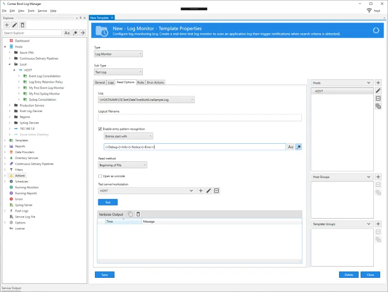 Application Log Start With Properties