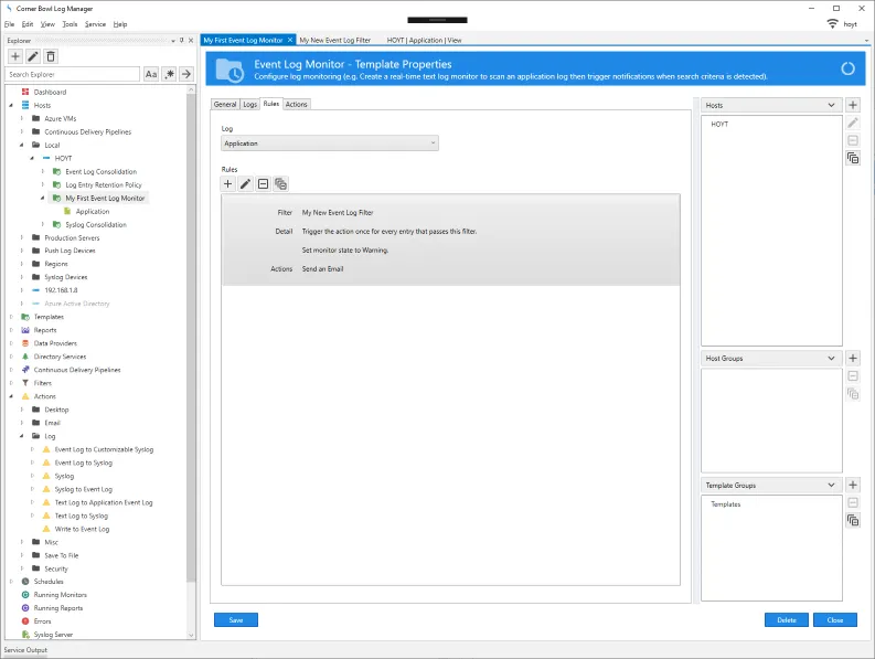 Event Log Monitor Temlplate Rule