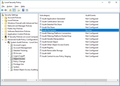 Local Security Policy File System Auditing