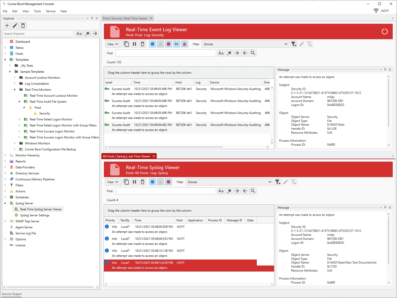 Real-Time Audit File System options