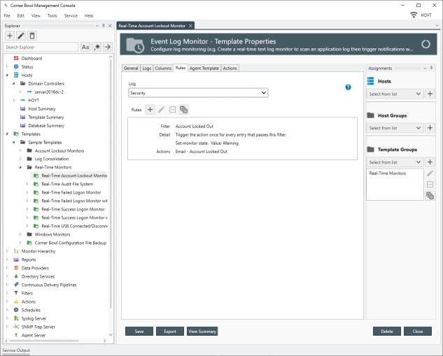 Event Log Monitor Rules Properties View