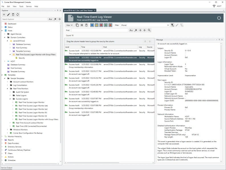 Real-Time Success Logon Viewer