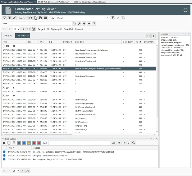 IIS Log Consolidation Viewer