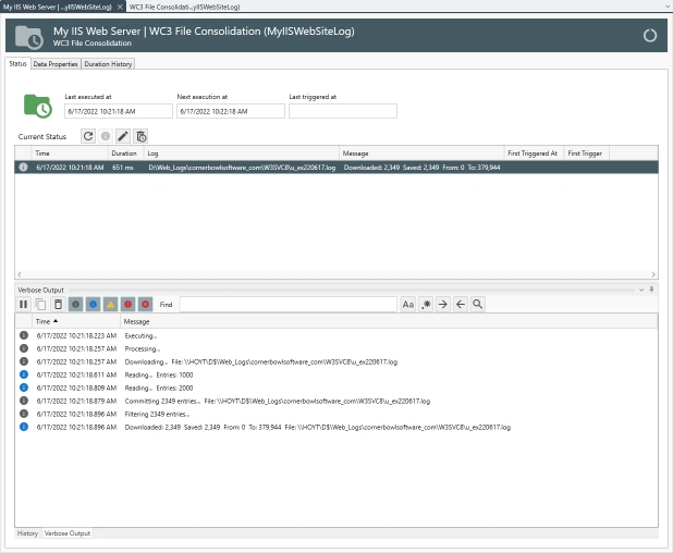 IIS Log Consolidation Status