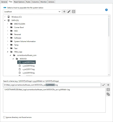 Selecting the IIS Log File