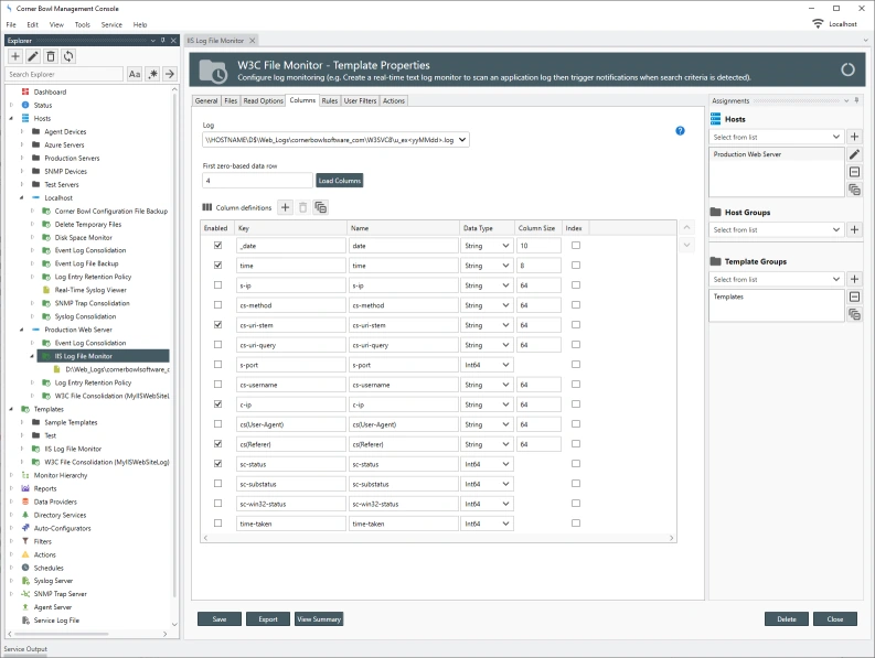 IIS Log Monitor Columns