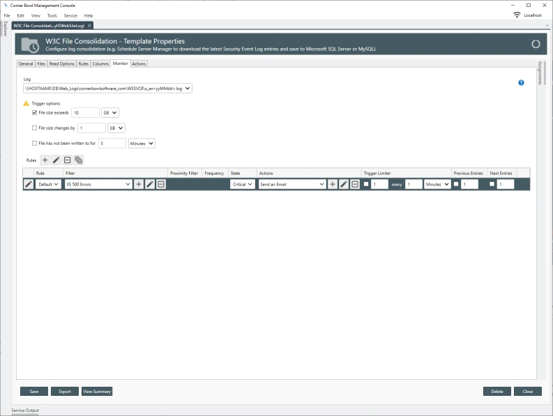 IIS Log Monitor Rules