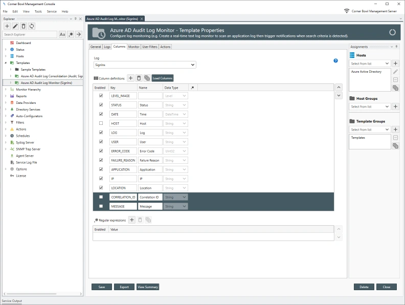 Azure Active Directory Failed Logon Monitor Columns