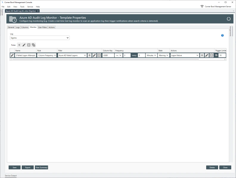 Failed Logon Log Monitor Rule