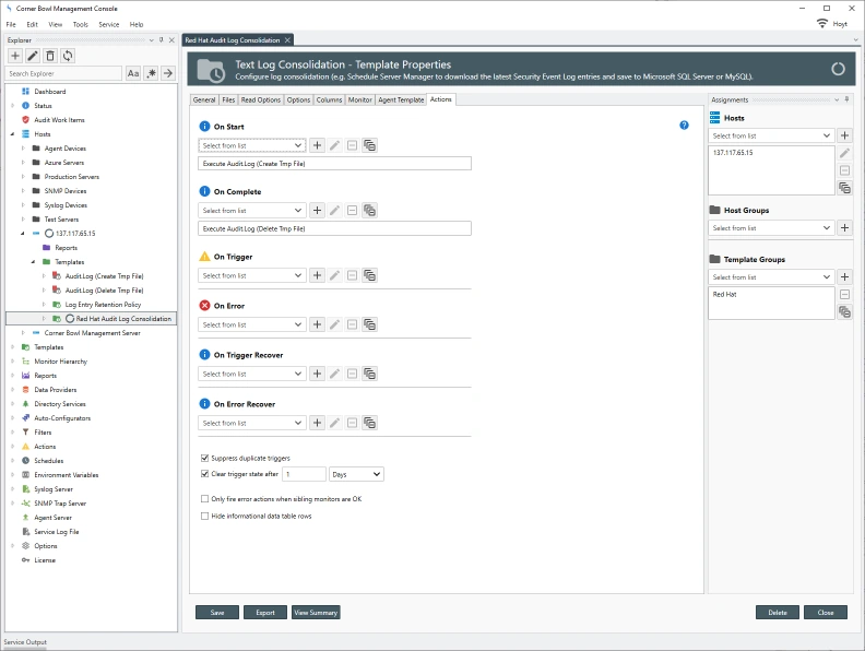 RHEL Audit Log Consolidation Properties