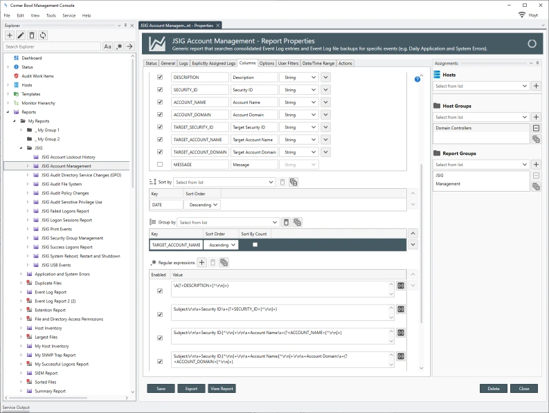 Extracting and data normalizing Account Management Security Event Log entries.