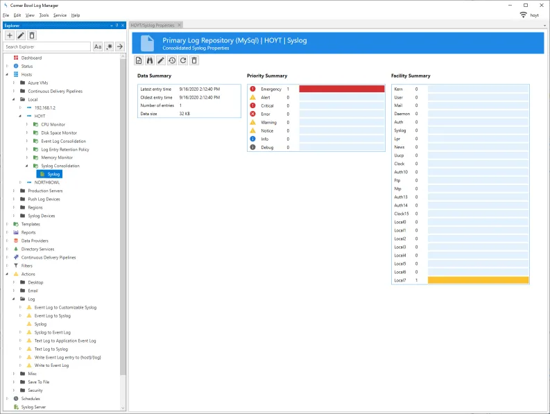 Syslog Consolidation Properties