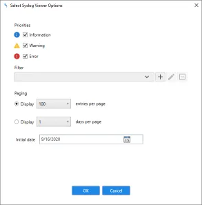 Consolidated Syslog Viewer Options