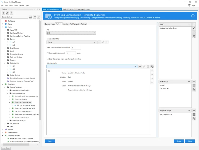 Centralized Event Log Consolidation Template