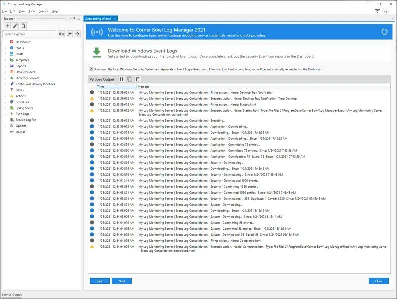 Centralized Event Log Consolidation