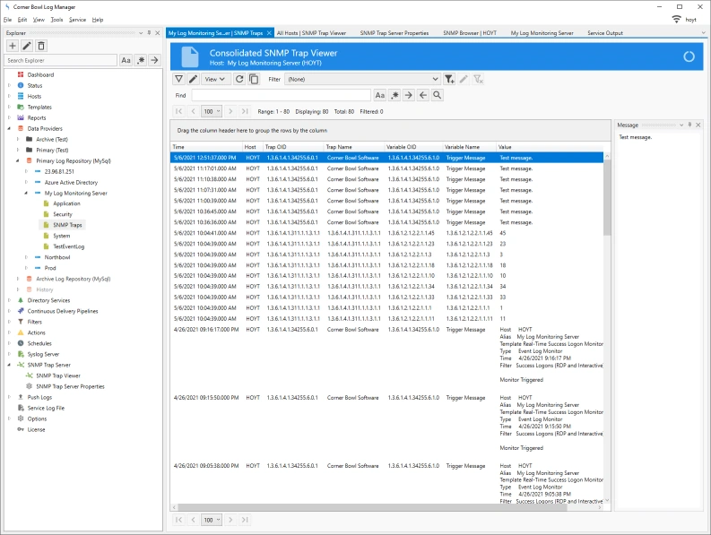 SNMP Trap History Viewer