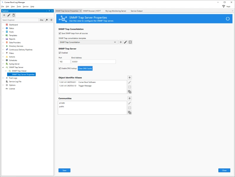 SNMP Trap Retention Configuration