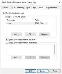 Windows SNMP Service Security Configuration