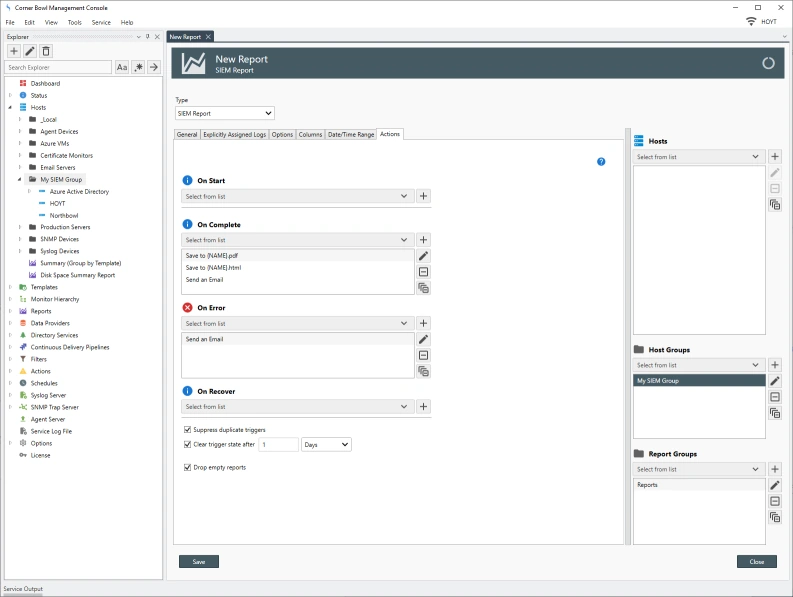 Simple SIEM Report host assignment