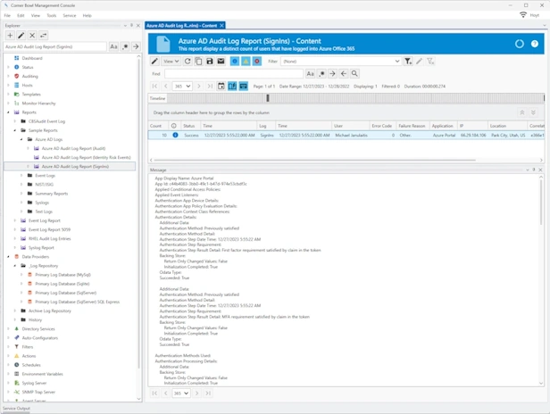 Sample Azure Success Logon Correlation Report