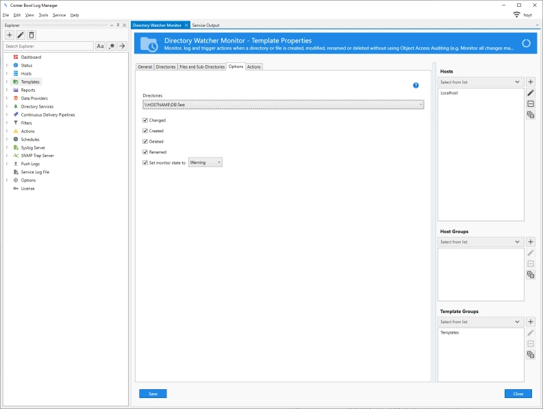 Real-Time Directory Monitor options