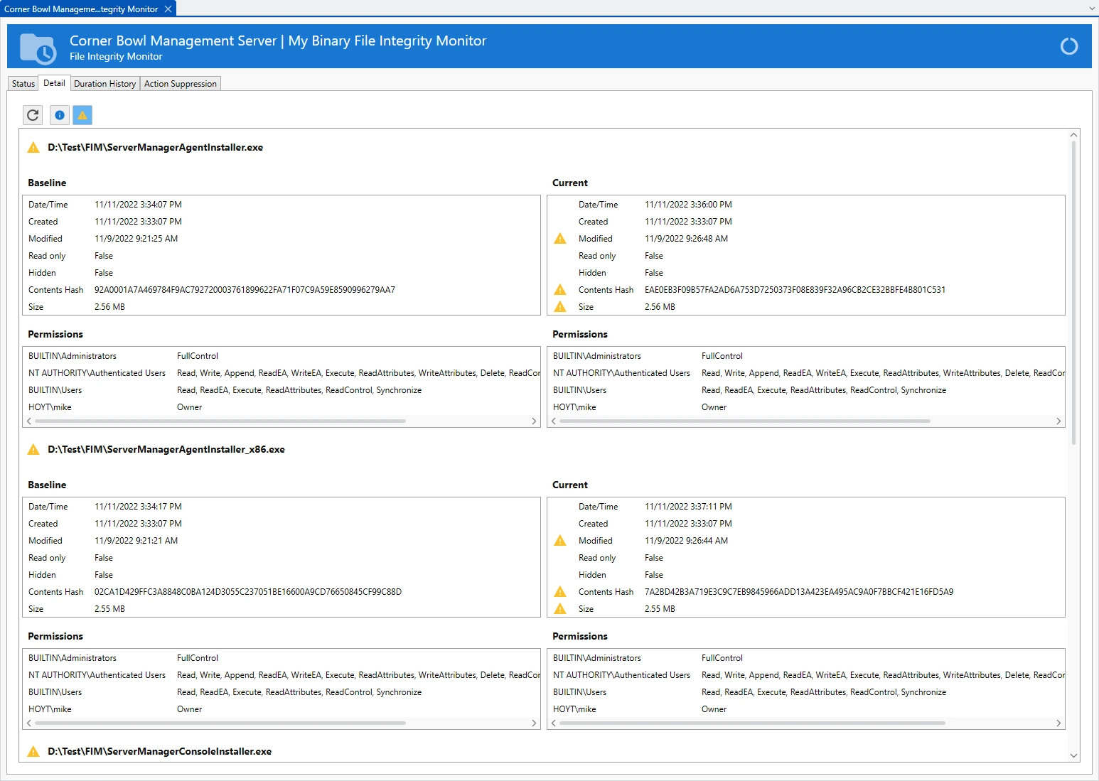 File Integrity Monitor Properties