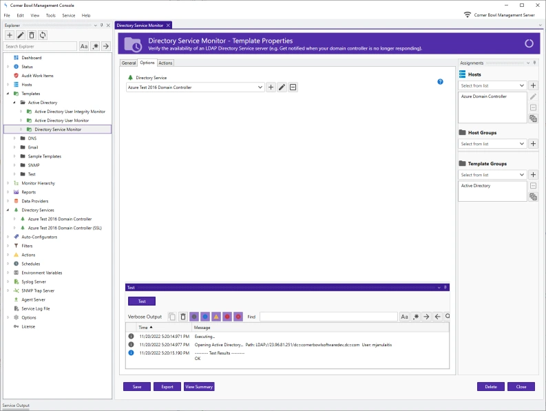 Active Directory Monitor Template Properties