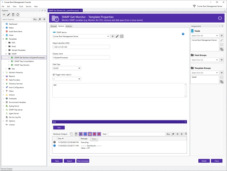 SNMP Get Monitor Template Properties