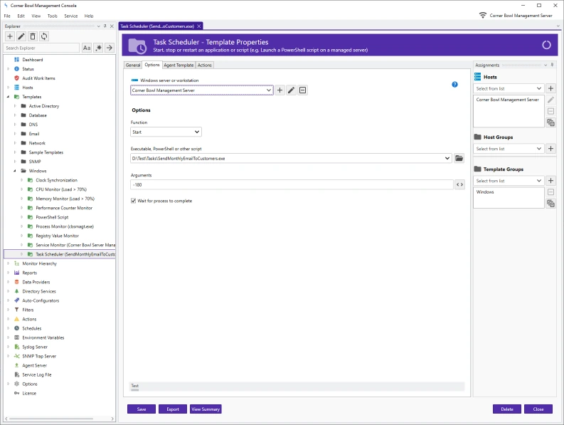 Task Scheduler Template Properties