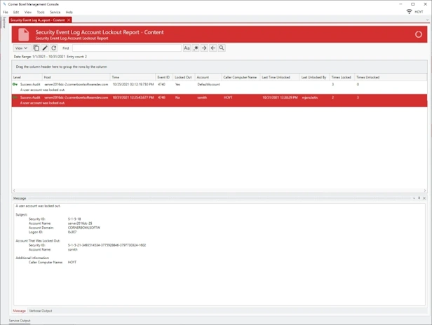 Account Lockout Report