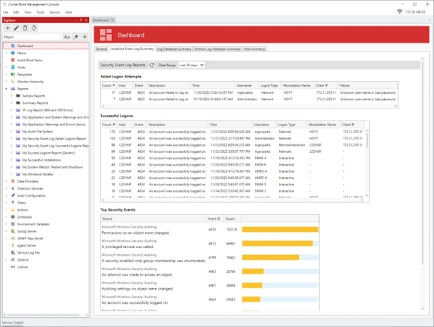 Event Log Manager Dashboard