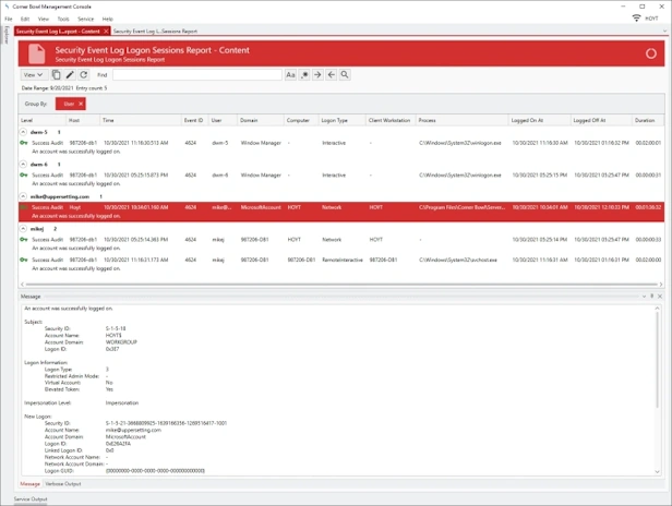 Logon Sessions Report