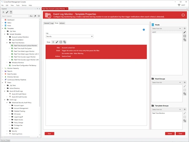 Real Time Account Lockout Monitor options