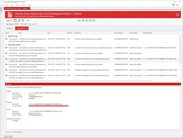 Security Group Management Report