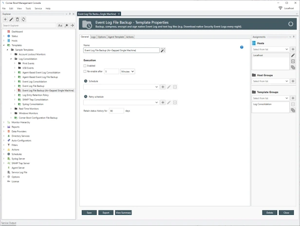 Air Gapped Event Log Backup General Settings