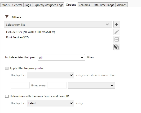 Print Audit Report Options