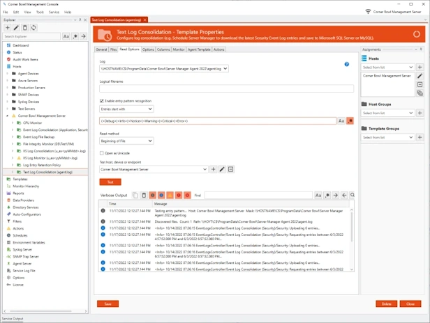 Delimited Text Log Entry Properties